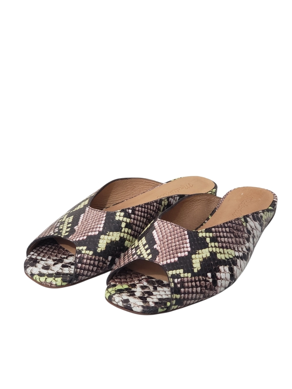 Madewell The Erica Peep-Toe Mule in Snake-Embossed Leather Size 8